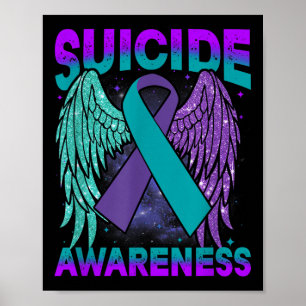 Suicide Awareness Clothing Wings Ribbon Suicide Pr Poster