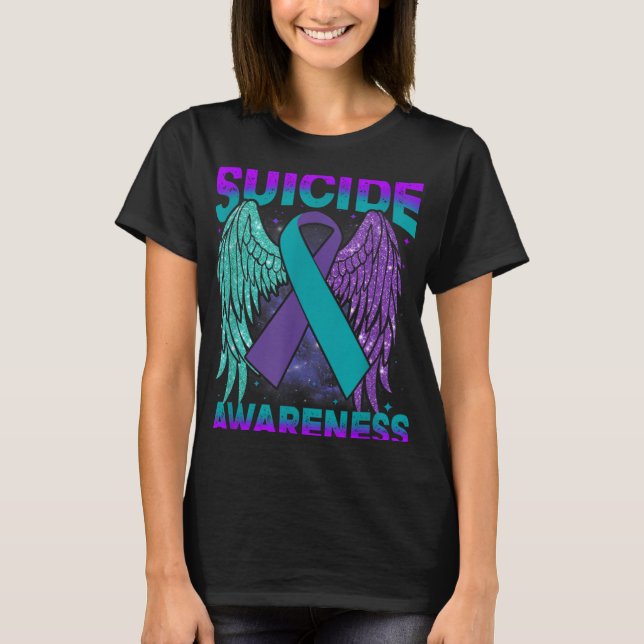 Suicide Awareness Clothing Wings Ribbon Suicide Pr T-Shirt (Front)