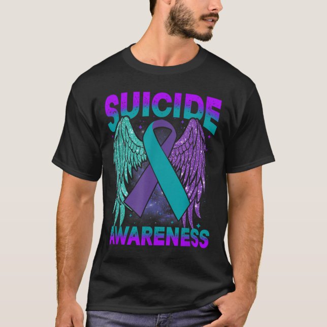 Suicide Awareness Clothing Wings Ribbon Suicide Pr T-Shirt (Front)