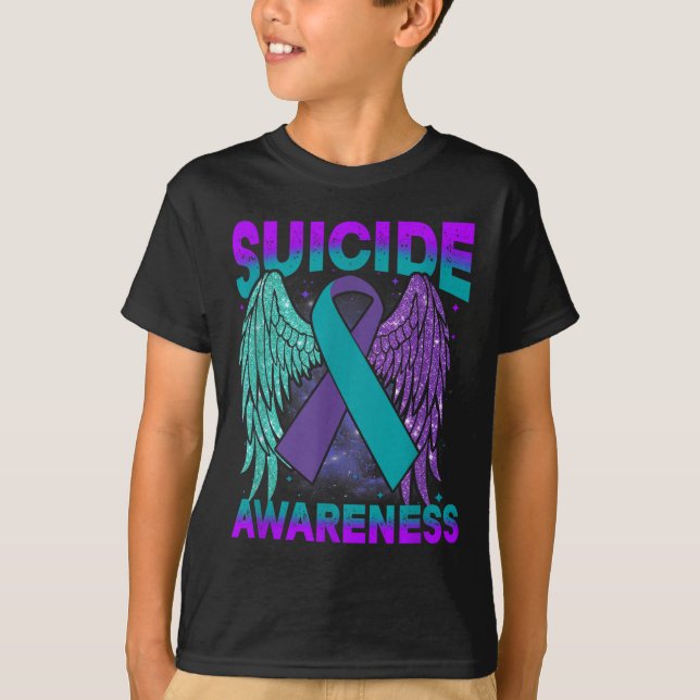 Suicide Awareness Clothing Wings Ribbon Suicide Pr T-Shirt (Front)