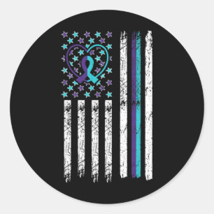 Suicide Awareness Flag Anxiety Mental Health Thera Classic Round Sticker