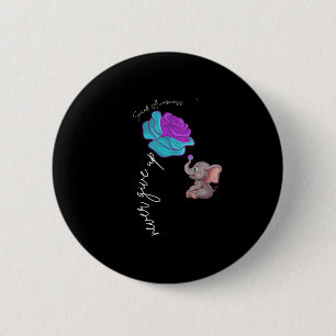 Suicide Awareness Flower Elephant Ribbon Graphic  6 Cm Round Badge