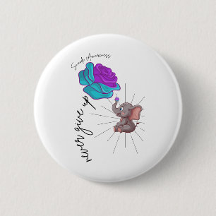 Suicide Awareness Flower Elephant Ribbon Graphic 6 Cm Round Badge