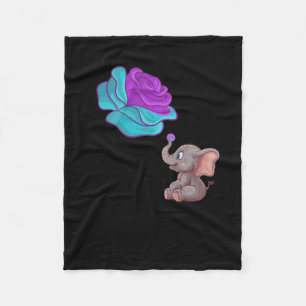 Suicide Awareness Flower Elephant Ribbon Graphic  Fleece Blanket