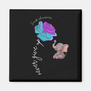 Suicide Awareness Flower Elephant Ribbon Graphic  Magnet