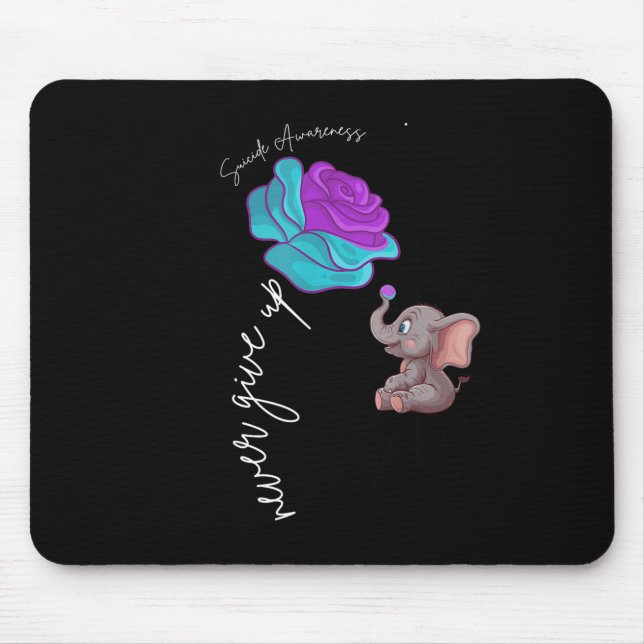Suicide Awareness Flower Elephant Ribbon Graphic  Mouse Mat (Front)