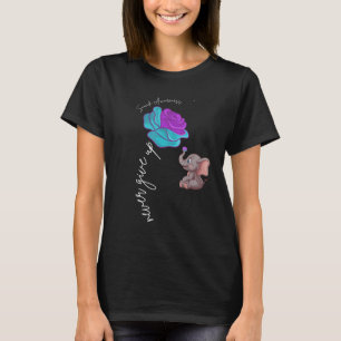Suicide Awareness Flower Elephant Ribbon Graphic  T-Shirt