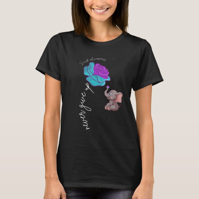 Suicide Awareness Flower Elephant Ribbon Graphic  T-Shirt (Front)