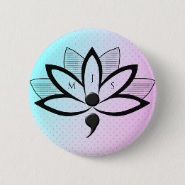 Suicide Awareness Flower Semicolon Initials 6 Cm Round Badge