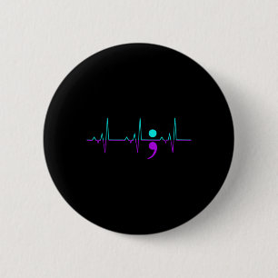 Suicide Awareness Heartbeat Happy Ribbon Support G 6 Cm Round Badge