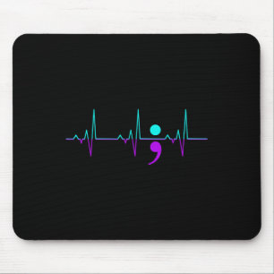 Suicide Awareness Heartbeat Happy Ribbon Support G Mouse Mat