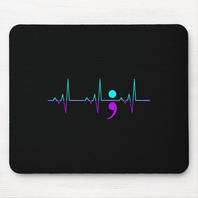 Suicide Awareness Heartbeat Happy Ribbon Support G Mouse Mat (Front)