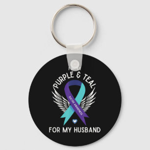 Suicide Awareness I Wear Teal And Purple For My Hu Key Ring