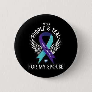 Suicide Awareness I Wear Teal And Purple For My Sp 6 Cm Round Badge
