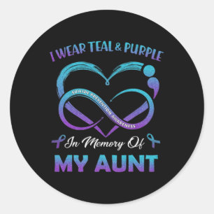 Suicide Awareness I Wear Teal And Purple In Memory Classic Round Sticker