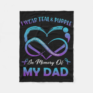 Suicide Awareness I Wear Teal And Purple In Memory Fleece Blanket