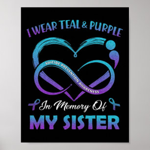 Suicide Awareness I Wear Teal Purple In Memory Of Poster