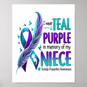 Suicide Awareness I Wear Teal Purple In Memory Of Poster