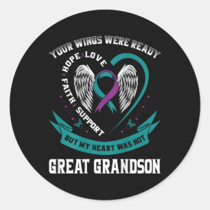 Suicide Awareness In Memory Of My Great Grandson B Classic Round Sticker