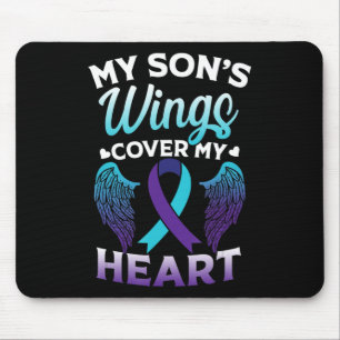 Suicide Awareness Memory of Son Wings Cover Heart  Mouse Mat