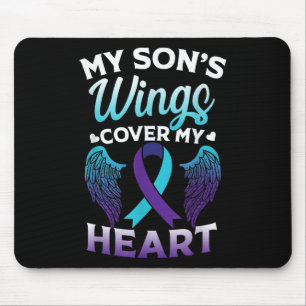 Suicide Awareness Memory Of Son Wings Cover Heart Mouse Mat