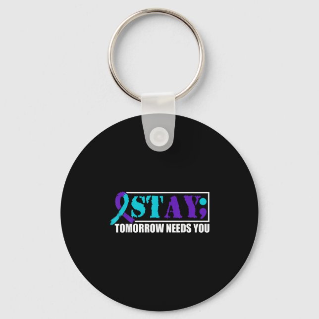 Suicide Awareness Mental Health Tomorrow Semicolon Key Ring (Front)