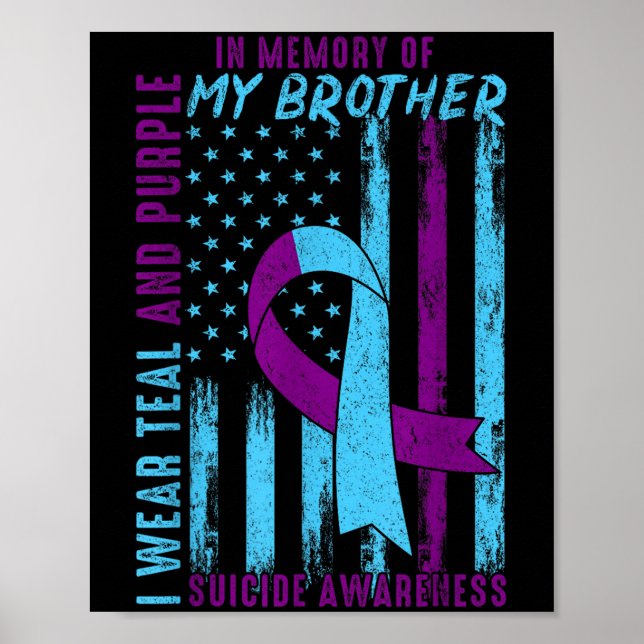 Suicide Awareness Month America Flag In Memory Of  Poster (Front)