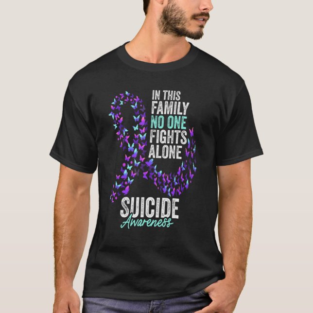 Suicide Awareness Month Butterflies Purple and Tea T-Shirt (Front)