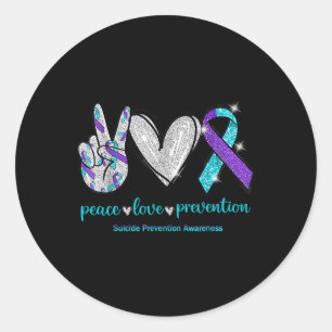 Suicide Awareness Peace Love Prevention 1  Classic Round Sticker