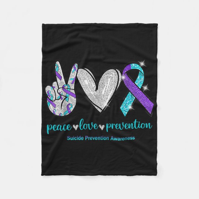 Suicide Awareness Peace Love Prevention 1  Fleece Blanket (Front)