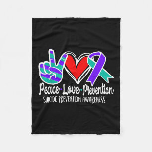 Suicide Awareness Peace Love Prevention Purple Fleece Blanket