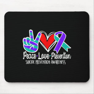Suicide Awareness Peace Love Prevention Purple Mouse Mat