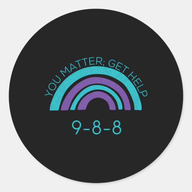 Suicide Awareness Prevention 988  Classic Round Sticker (Front)