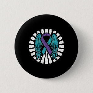 Suicide Awareness Prevention Angel Wings Teal Purp 6 Cm Round Badge