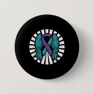 Suicide Awareness Prevention Angel Wings Teal Purp 6 Cm Round Badge
