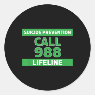 Suicide Awareness - Prevention Lifeline 988 Classic Round Sticker