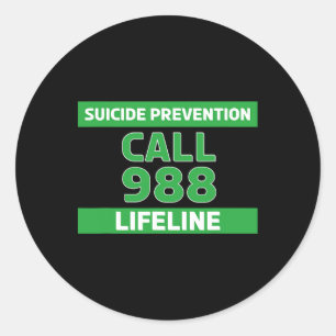 Suicide Awareness - Prevention Lifeline 988 Classic Round Sticker