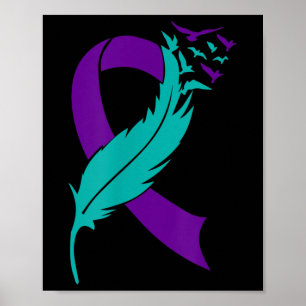 Suicide Awareness Prevention Purple Teal Ribbon  Poster