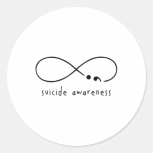 Suicide Awareness Prevention Semicolon Mental Heal Classic Round Sticker