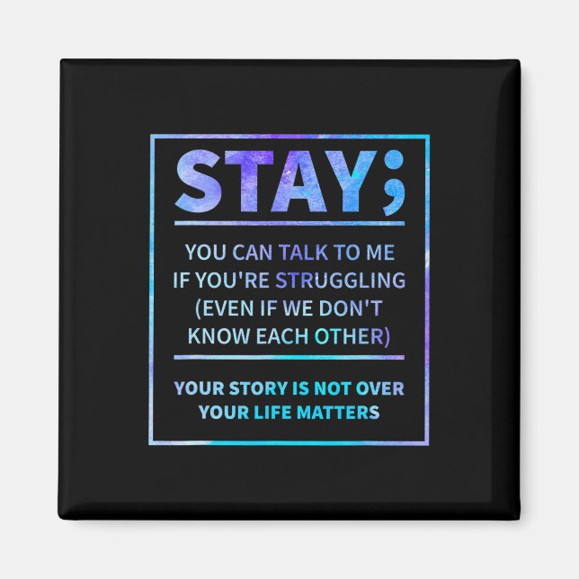 Suicide Awareness Prevention Semicolon Mental Heal Magnet (Front)