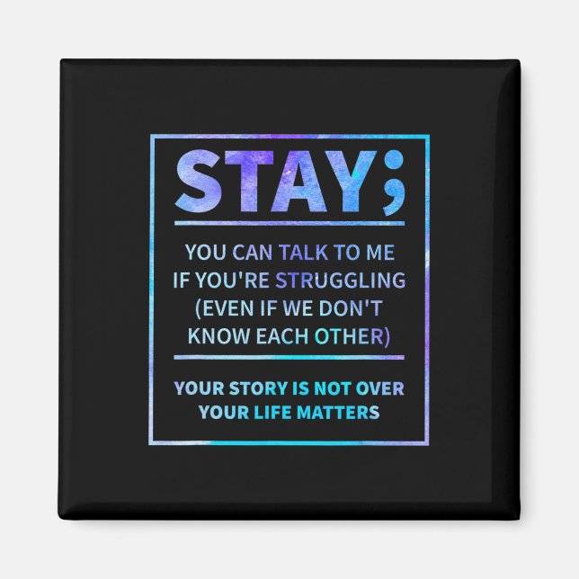 Suicide Awareness Prevention Semicolon Mental Heal Magnet (Front)