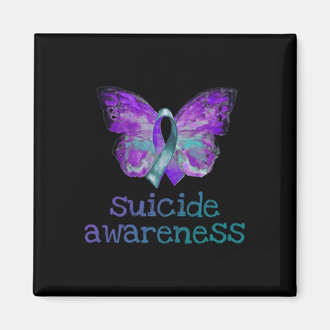 Suicide Awareness Purple Teal Butterfly SemiColon  Magnet (Front)