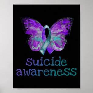 Suicide Awareness Purple Teal Butterfly SemiColon  Poster