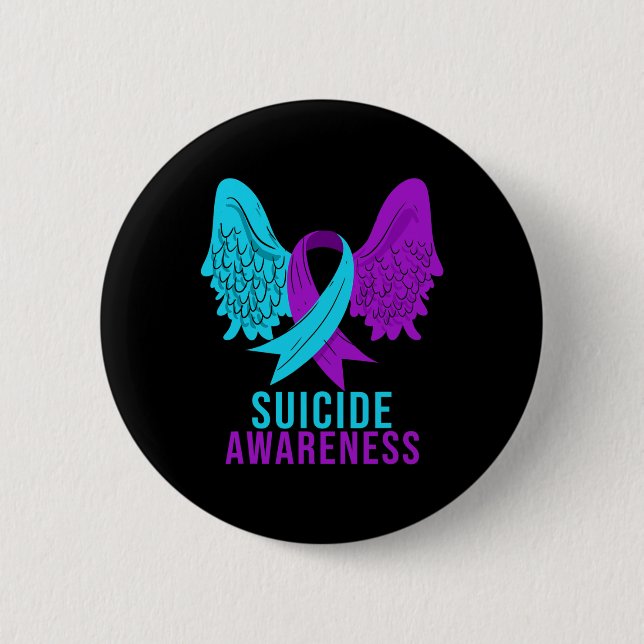 Suicide Awareness Ribbon Mental Health Depression  6 Cm Round Badge (Front)