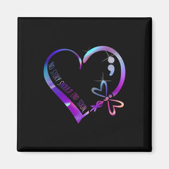 Suicide Awareness Ribbon Mental Health Positive Qu Magnet (Front)