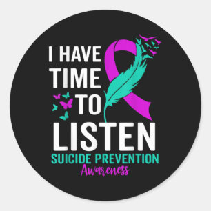 Suicide Awareness Ribbon Mental Health Suicide Classic Round Sticker