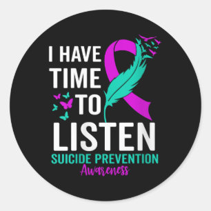 Suicide Awareness Ribbon Mental Health Suicide Pre Classic Round Sticker