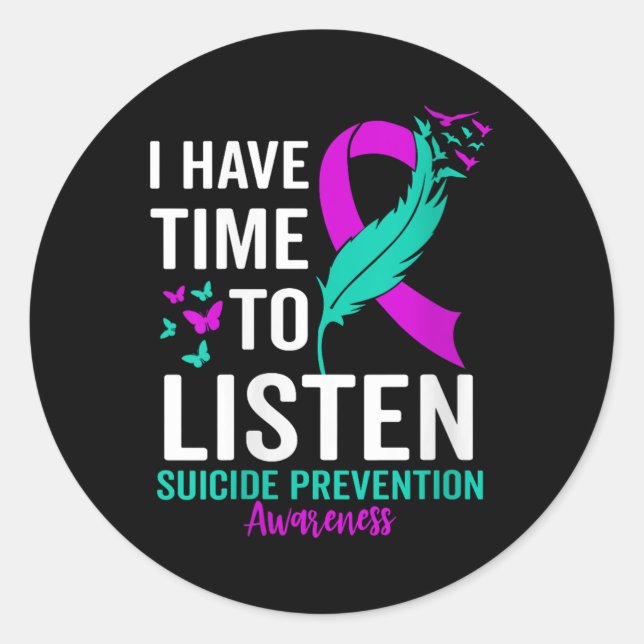 Suicide Awareness Ribbon Mental Health Suicide Pre Classic Round Sticker (Front)