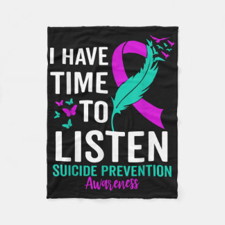 Suicide Awareness Ribbon Mental Health Suicide Pre Fleece Blanket