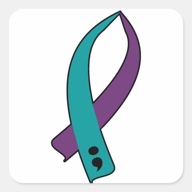 Suicide Awareness Ribbon Square Sticker (Front)